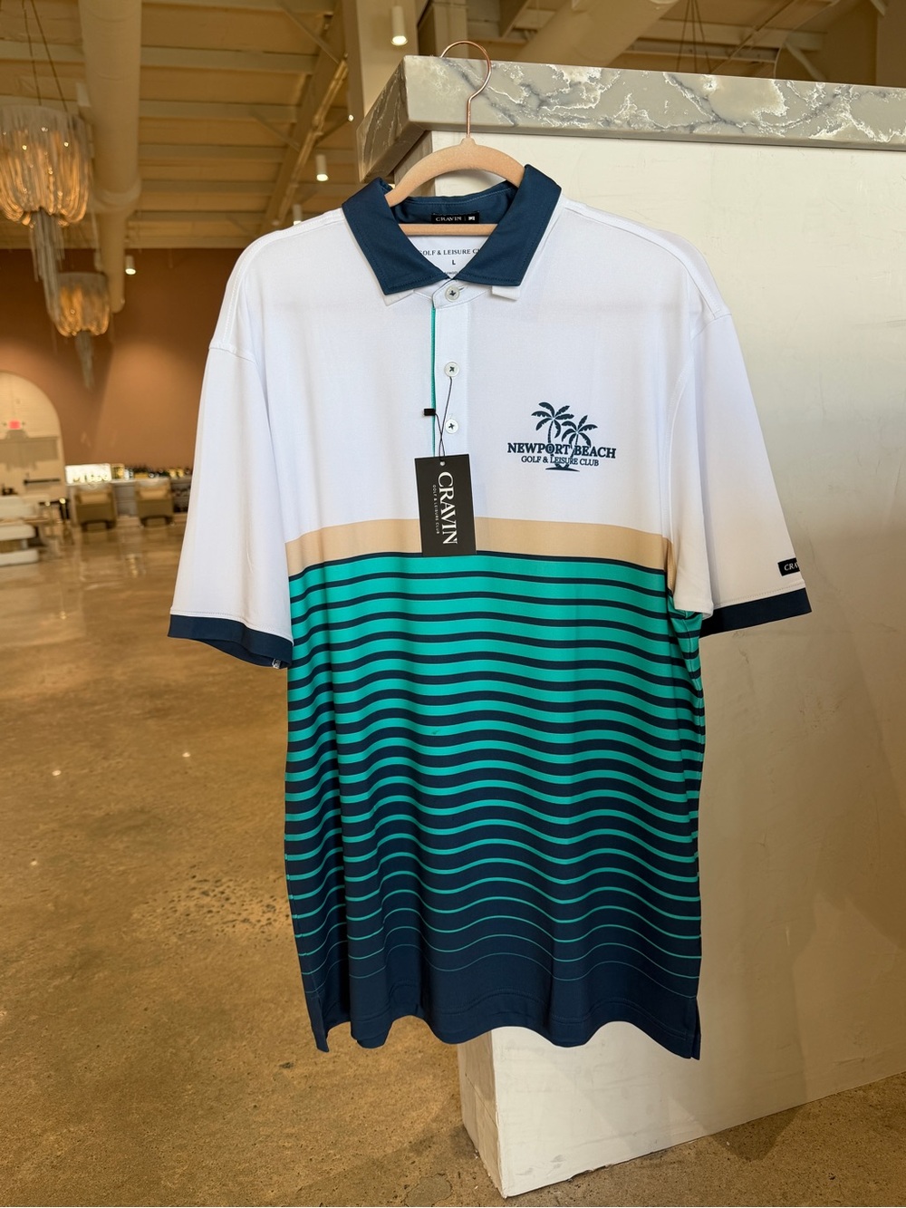 Newport White Teal & Navy Striped Polo by Newport